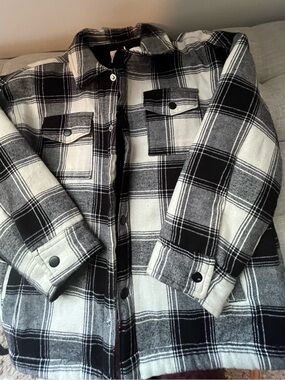 wonder nation Black and White Plaid Pea Coat